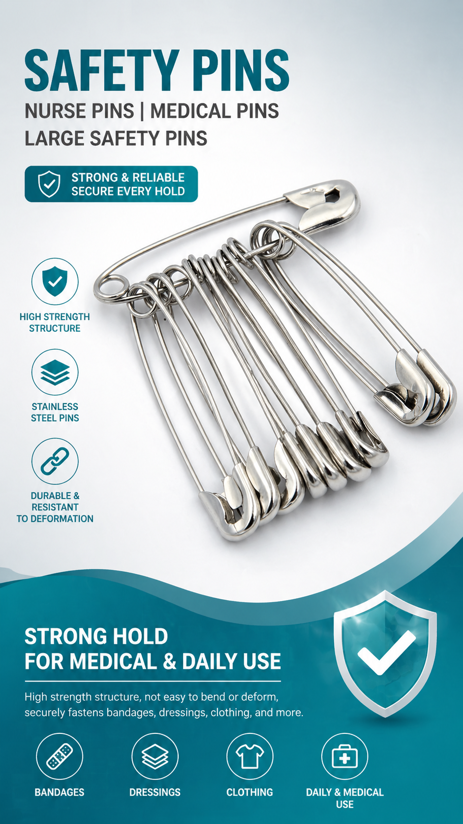 Safety Pins for First Aid Kits detail image