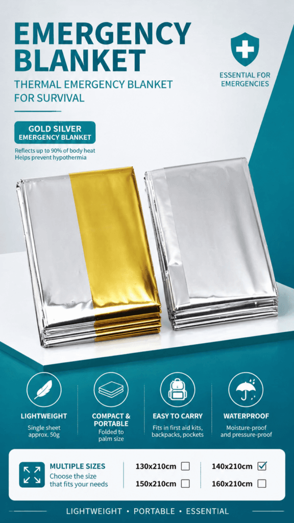 Emergency Thermal Blanket for Outdoor Rescue and First Aid Kits detail image