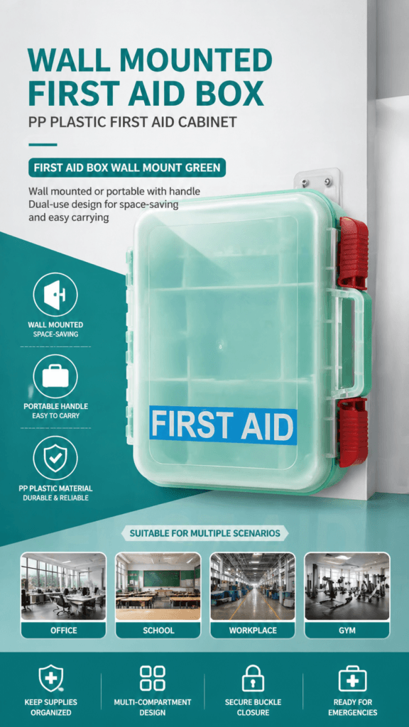 Wall-mounted Slide Latch First Aid Kit detail image