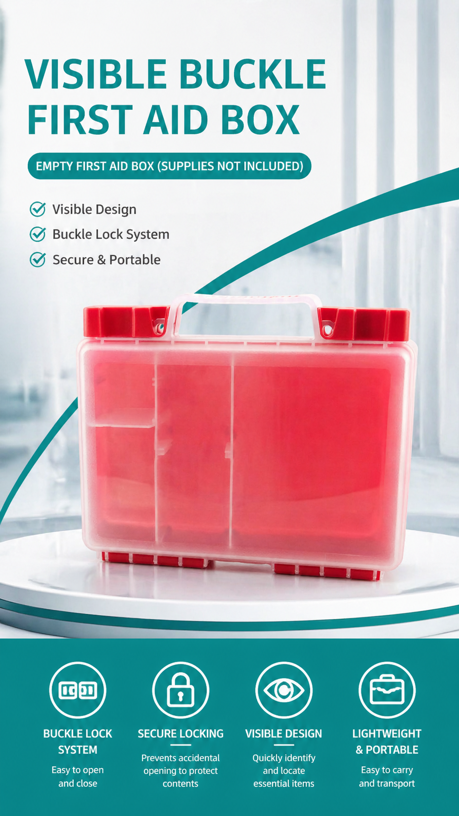 Single-layer Transparent Slide Latch First Aid Kit detail image