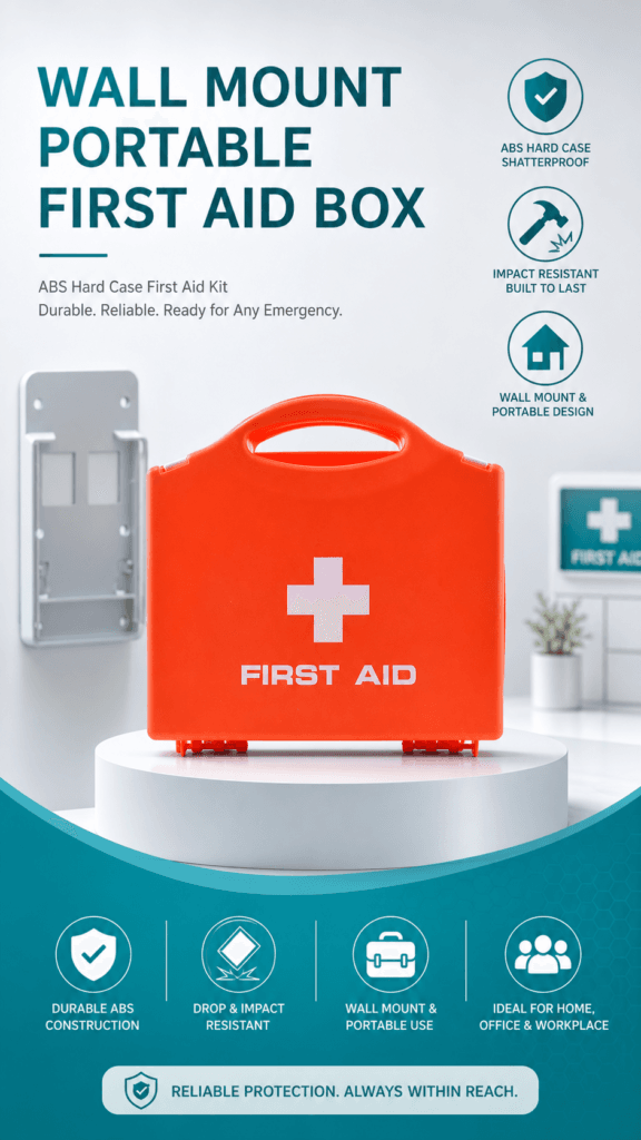 Wall-Mount First Aid Kit – Curved Handle-ABS Material detail image