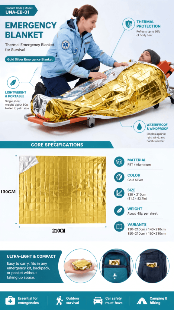 Emergency Thermal Blanket for Outdoor Rescue and First Aid Kits detail image