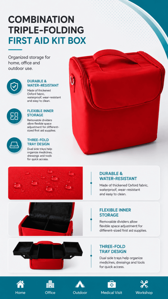 Combination Triple-folding First Aid Kit Box detail image