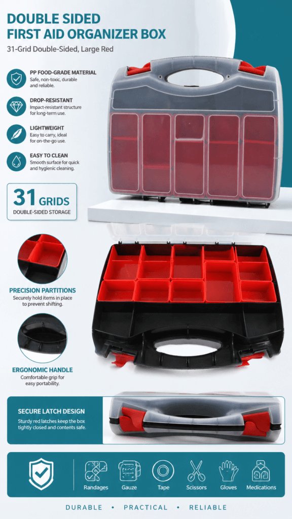 Double-sided Transparent First Aid Kit- Curved Handle detail image
