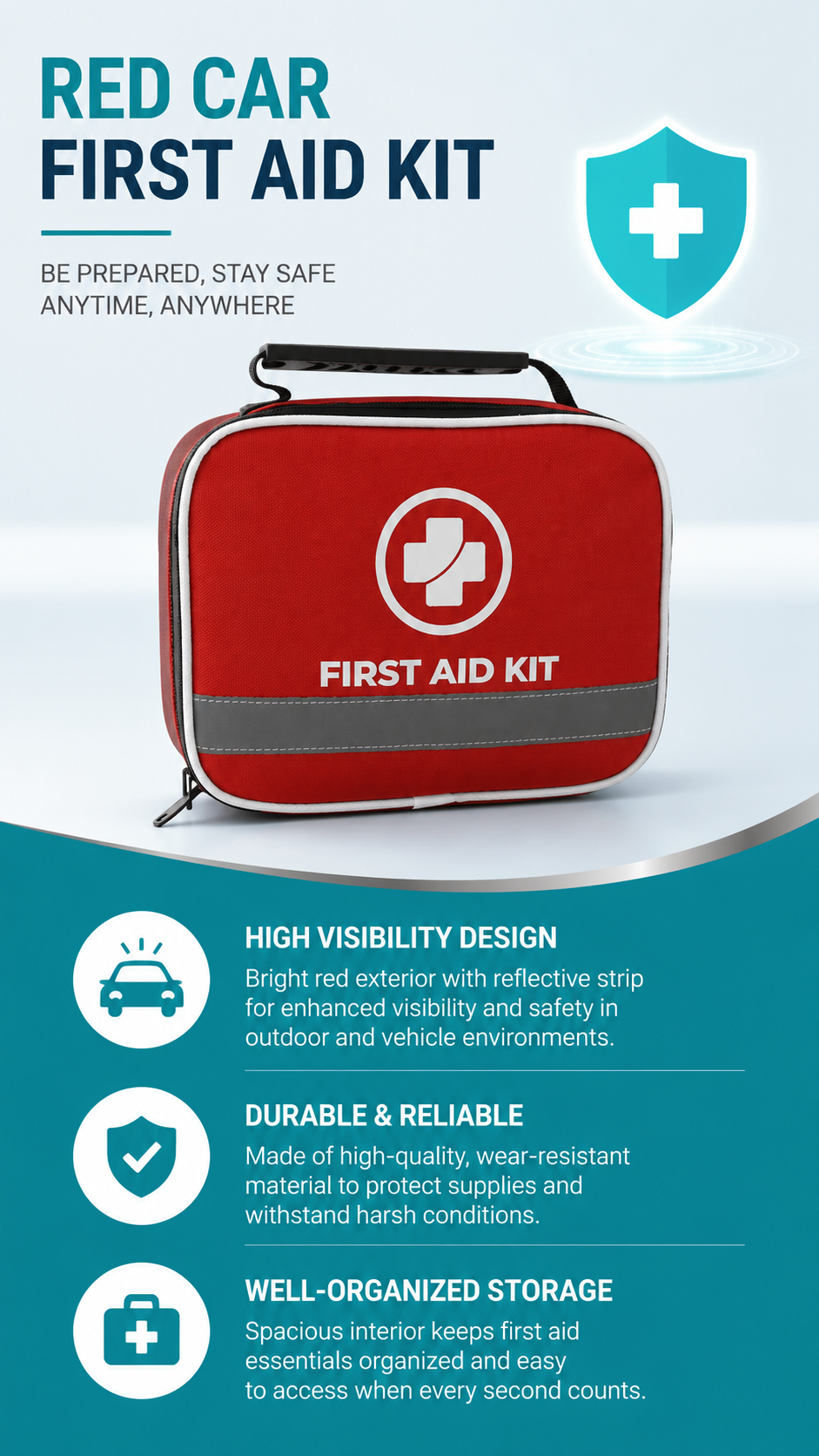 Compact First Aid Kit Bag with Reflective Strip detail image