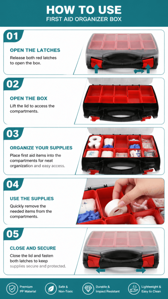 Double-sided Transparent First Aid Kit- Curved Handle detail image