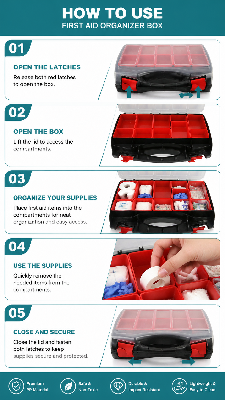 Double-sided Transparent First Aid Kit- Curved Handle detail image