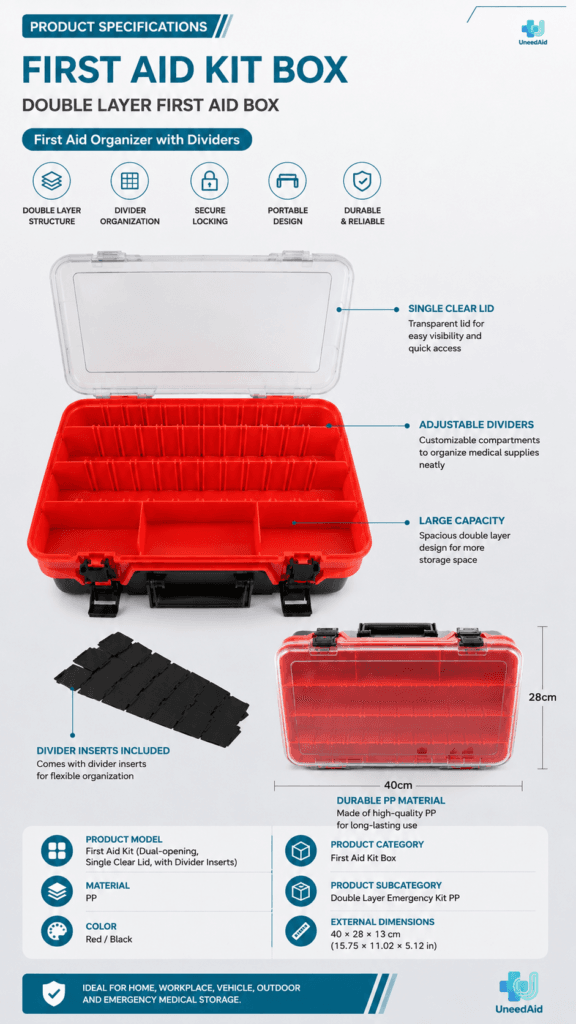 Double-sided Transparent First Aid Kit- Curved Handle detail image