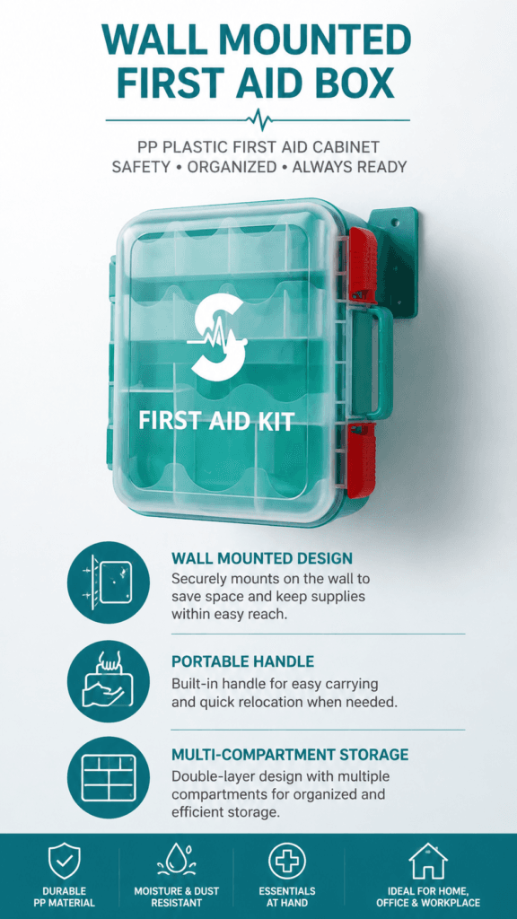 Wall-mounted Slide Latch First Aid Kit detail image