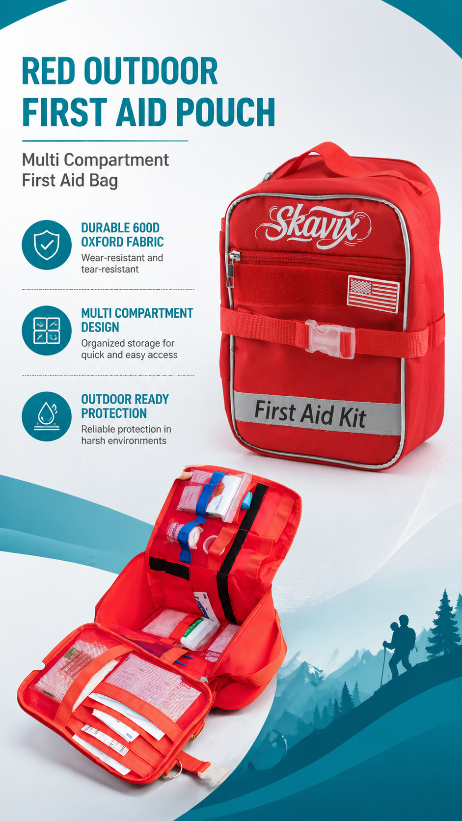 Multi-Compartment First Aid Bag with MOLLE detail image