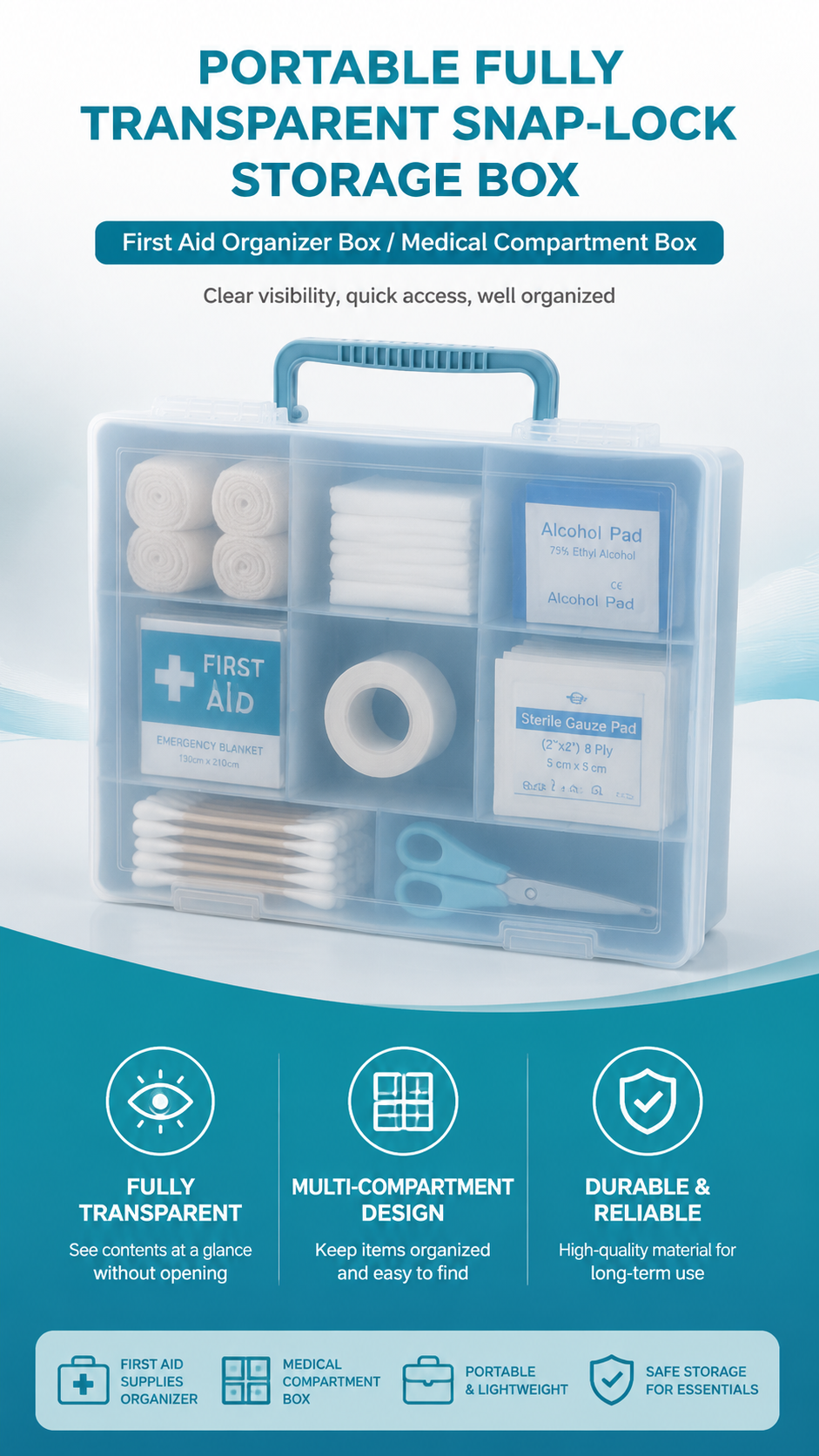 Transparent First Aid Kit storage Box detail image