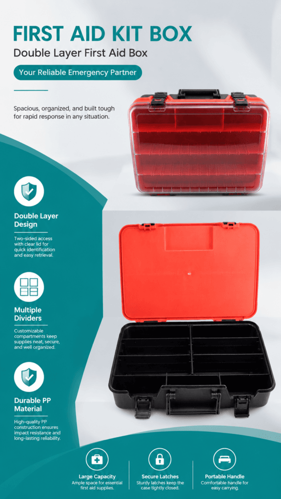 Single-layer Transparent First Aid Kit with Adjusted Dividers detail image