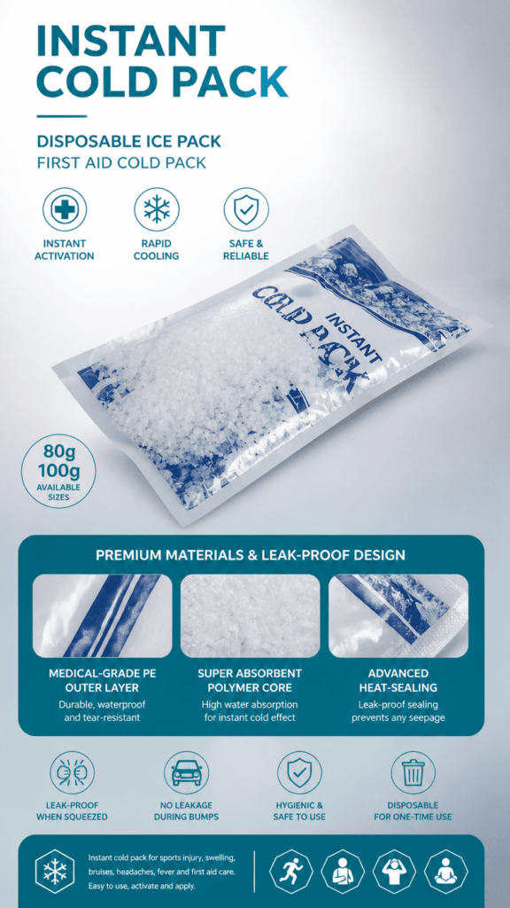 Disposable Instant Ice Pack for First Aid and Emergency Cooling detail image