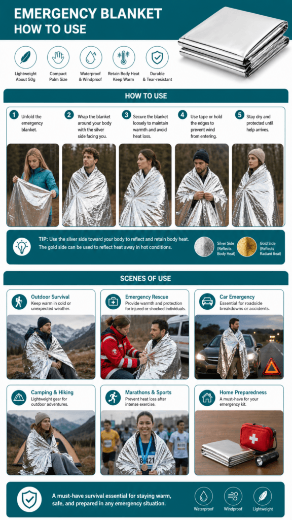 Emergency Thermal Blanket for Outdoor Rescue and First Aid Kits detail image