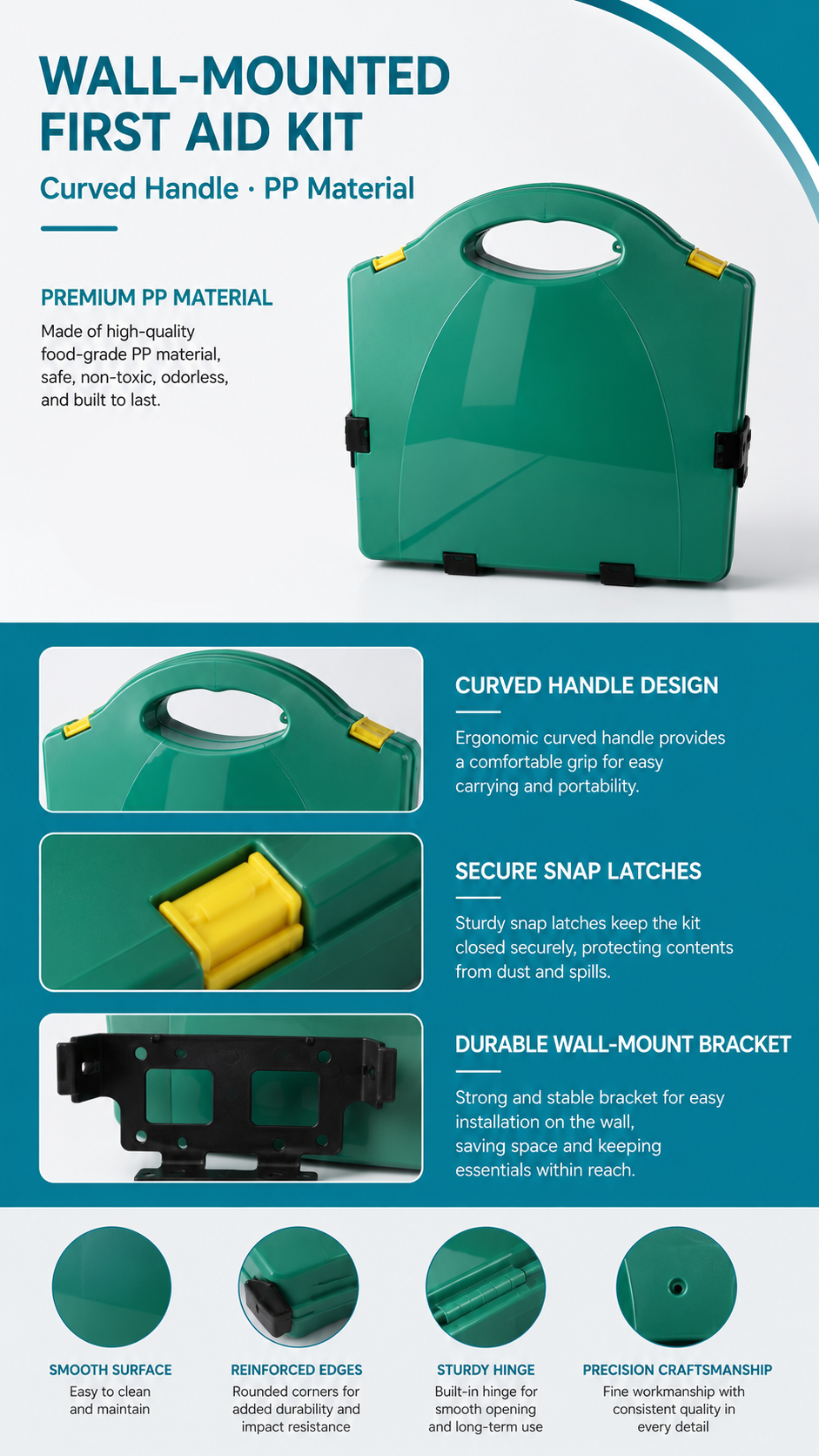 Wall-mounted First Aid Kit-Curved Handle-PP Material detail image