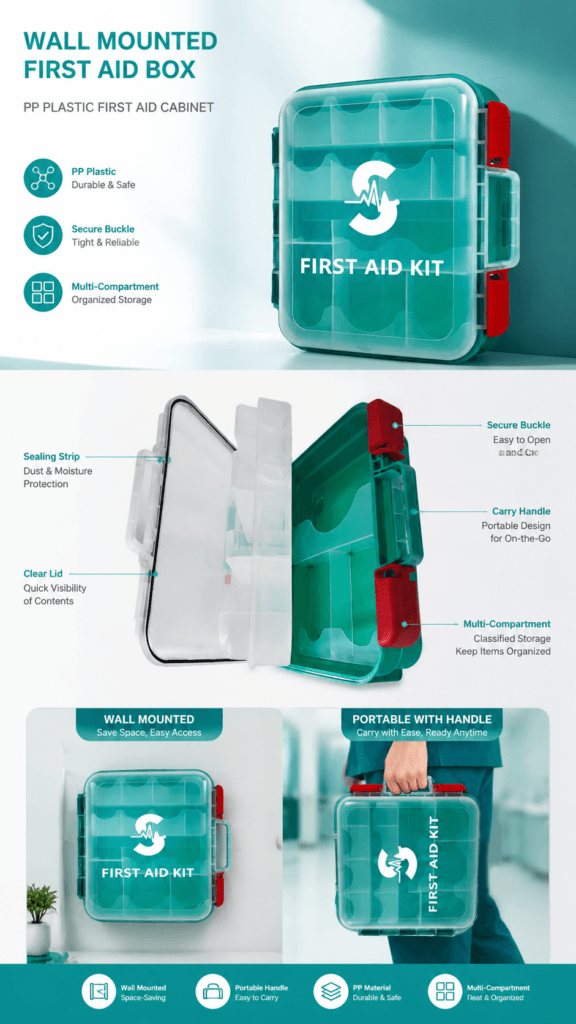 Wall-mounted Slide Latch First Aid Kit detail image