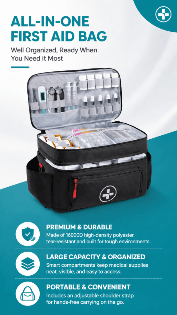Extra-Large Double-Layer First Aid kit Bag with Shoulder Strap detail image