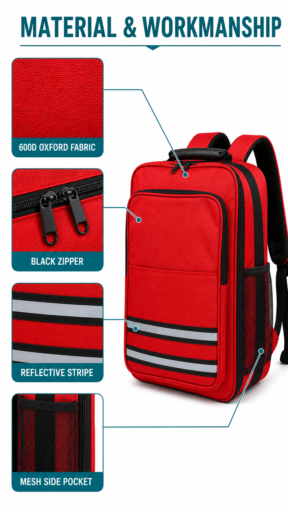 Double Reflective Stripe Backpack detail image