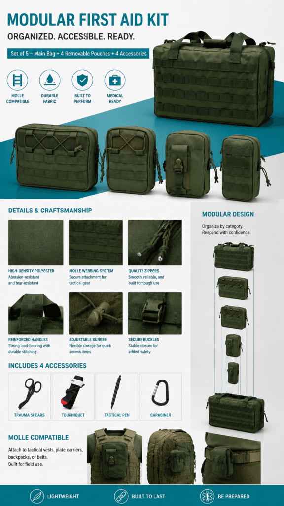 MOLLE Tactical Military First Aid Kit Bag detail image