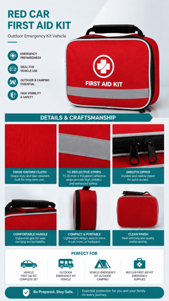 Compact First Aid Kit Bag with Reflective Strip detail image