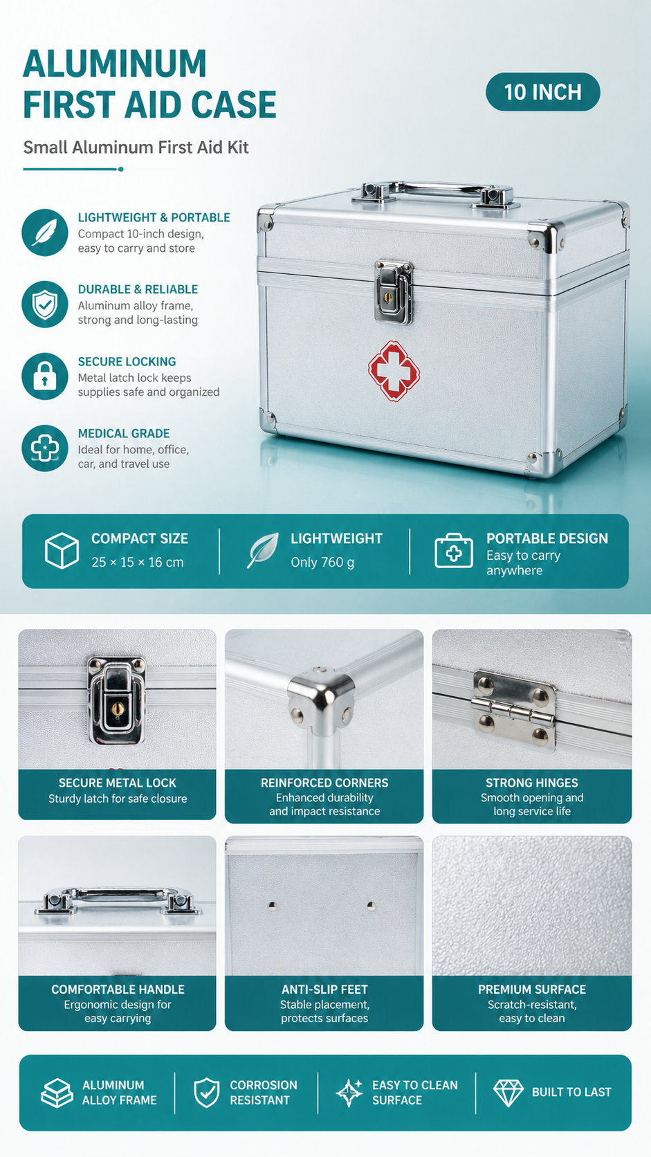 Aluminum Alloy First Aid Kit Box detail image