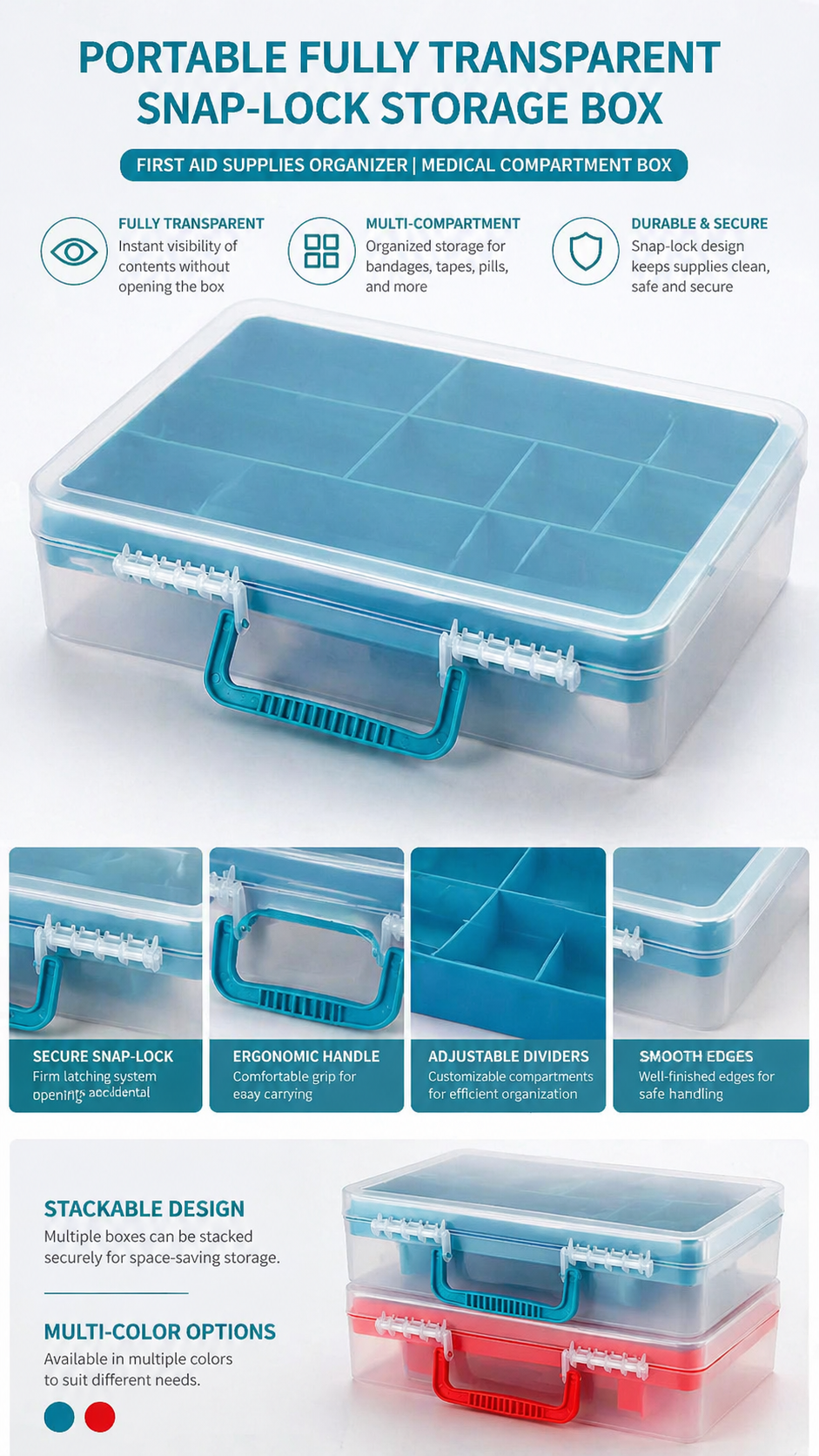 Transparent First Aid Kit storage Box detail image