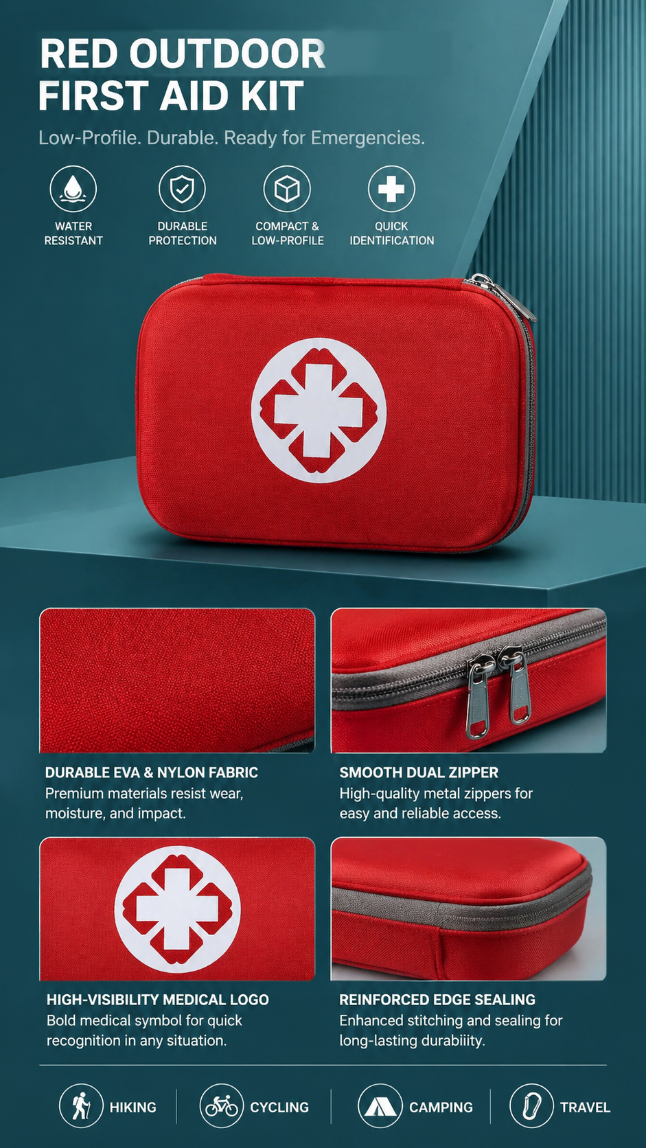Compact Hard Shell First Aid Kit-EVA Nylon Material detail image