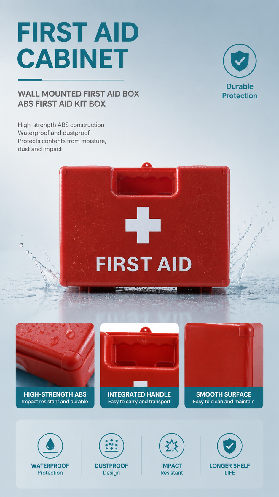 Wall-mounted first aid kit detail image
