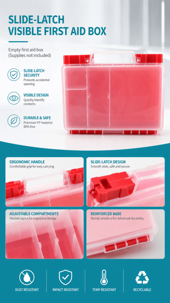 Single-layer Transparent Slide Latch First Aid Kit detail image
