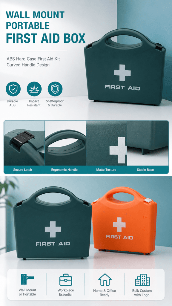Wall-Mount First Aid Kit – Curved Handle-ABS Material detail image