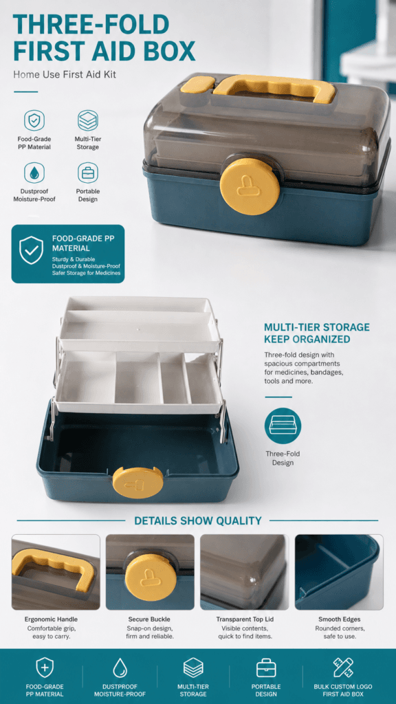 Portable 3 Tier First Aid Box detail image