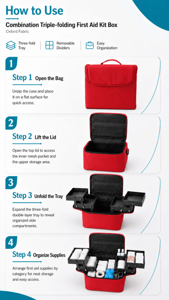 Combination Triple-folding First Aid Kit Box detail image