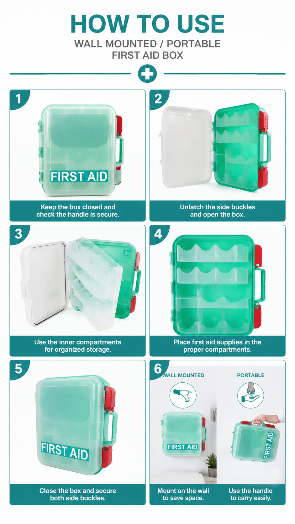 Wall-mounted Slide Latch First Aid Kit detail image