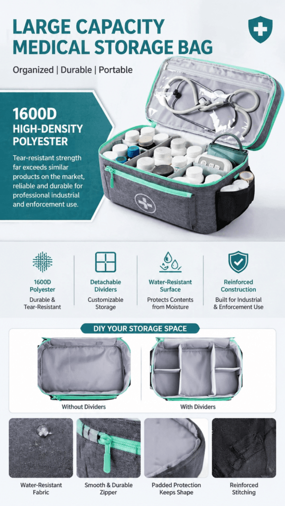 Extra-Large Double-Layer First Aid kit Bag with Shoulder Strap detail image