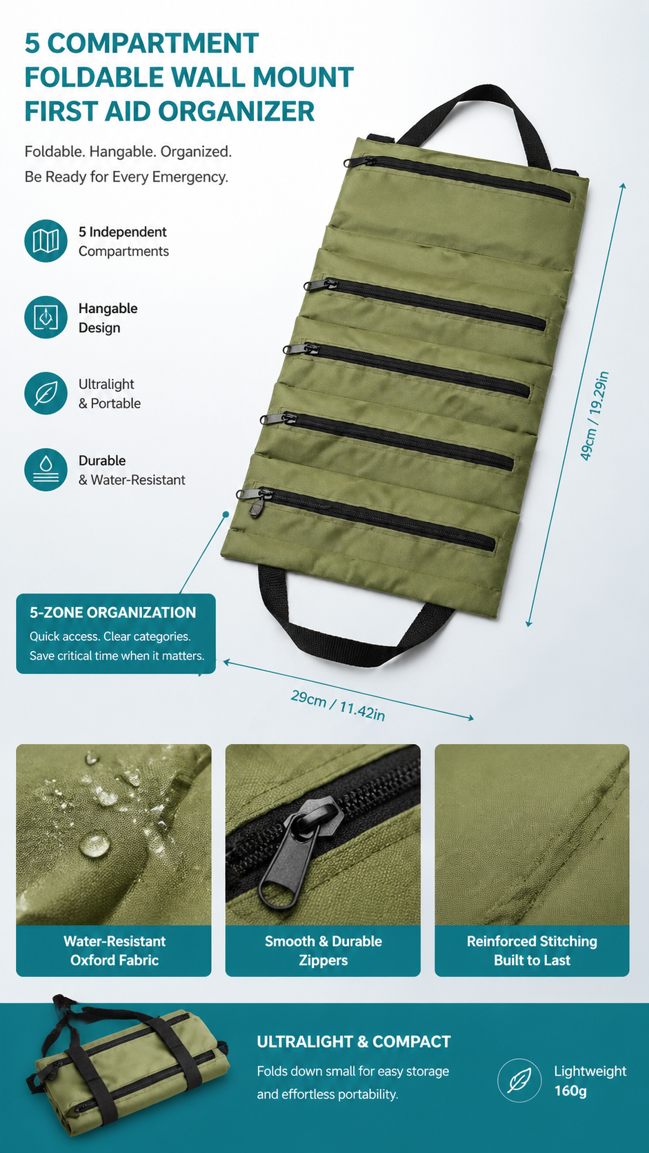 5-Pocket Roll-Up First Aid Organiser detail image
