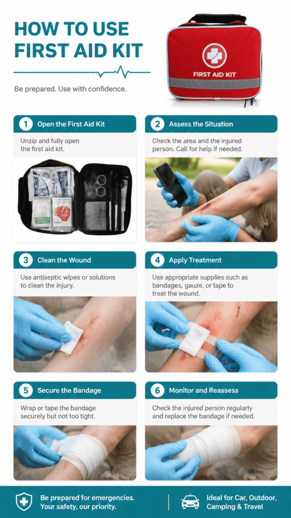 Compact First Aid Kit Bag with Reflective Strip detail image