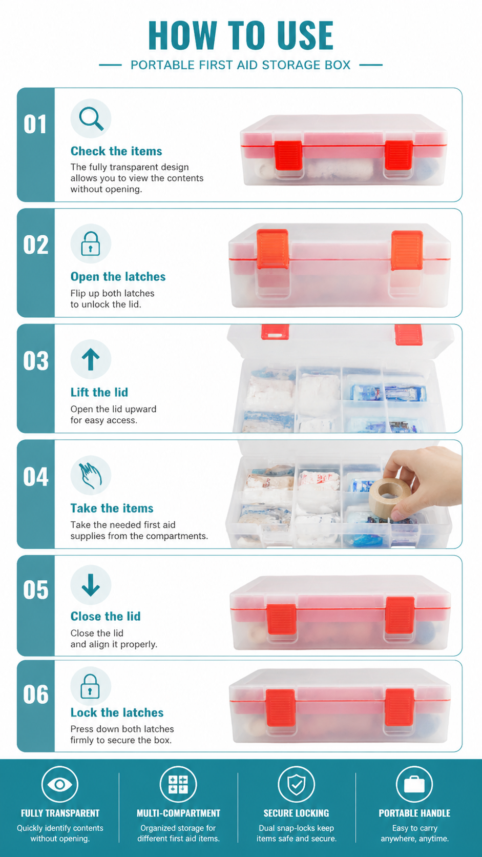 Transparent First Aid Kit storage Box detail image