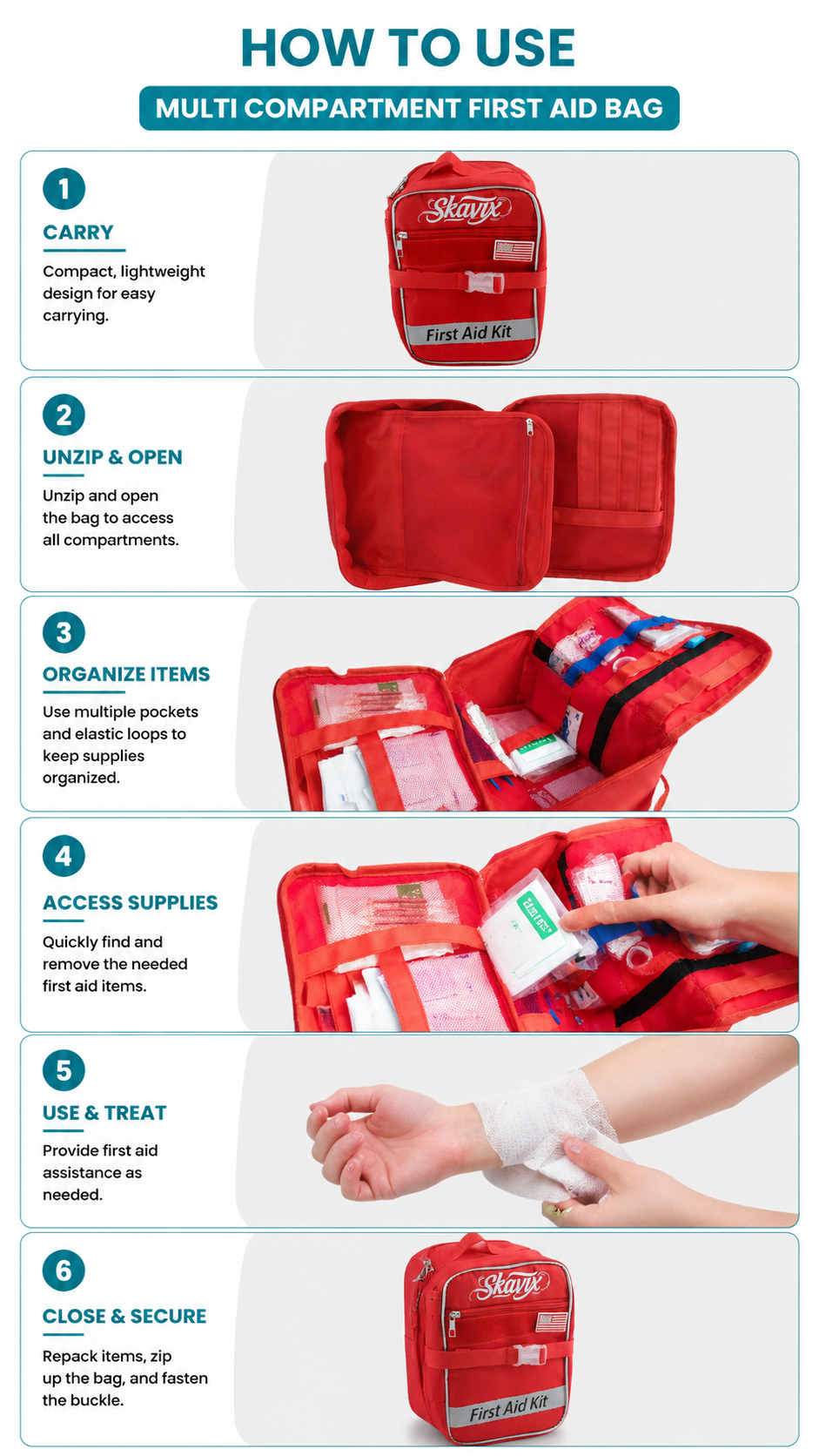Multi-Compartment First Aid Bag with MOLLE detail image