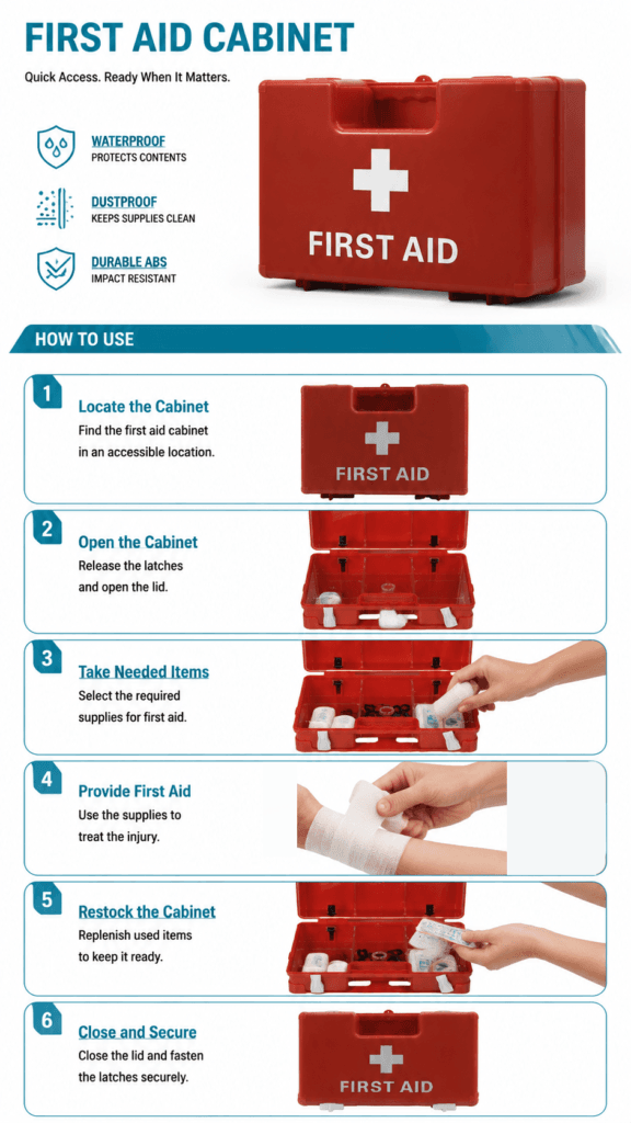 Wall-mounted first aid kit detail image