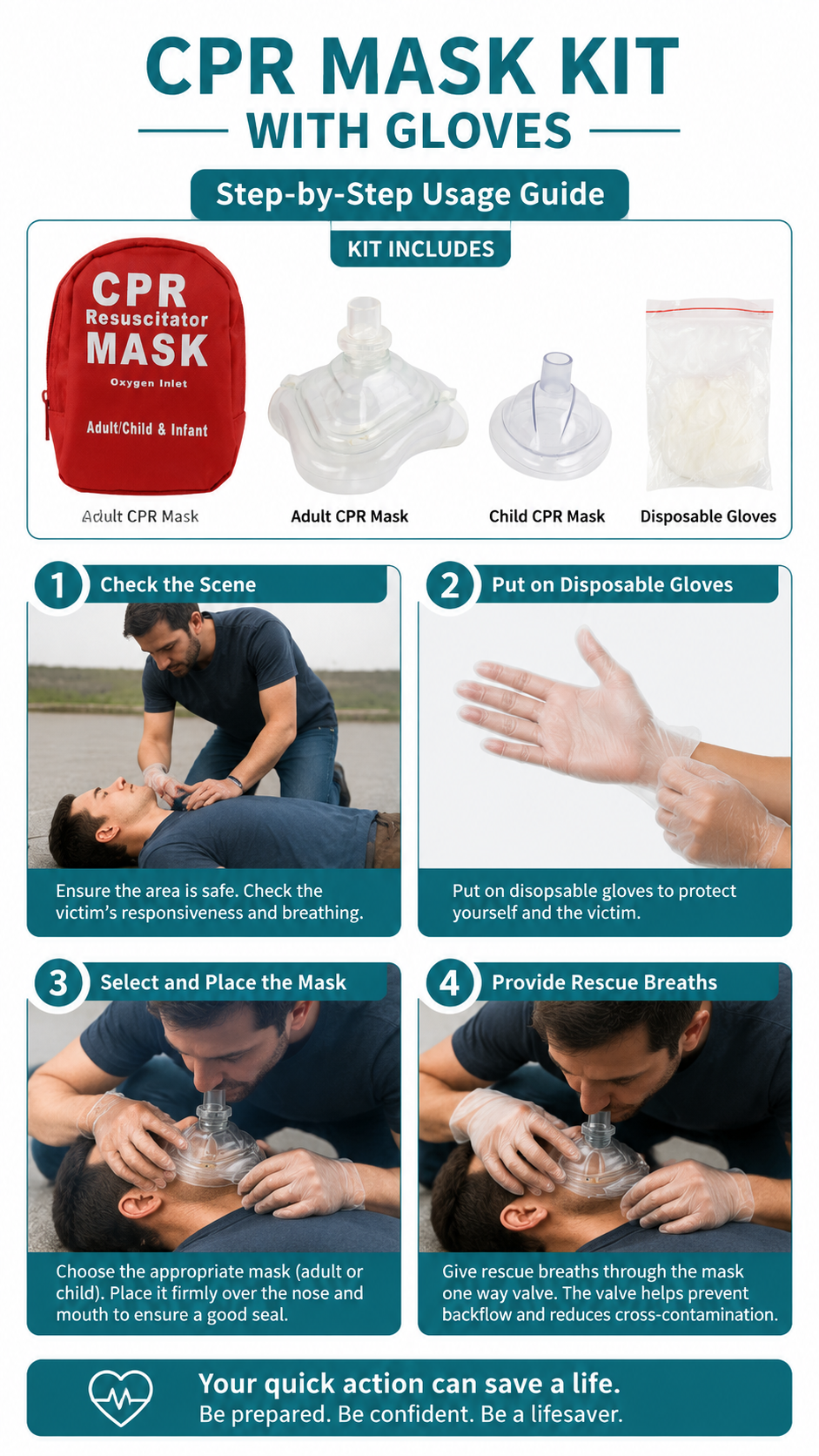 CPR Kit with Adult and Child Masks detail image