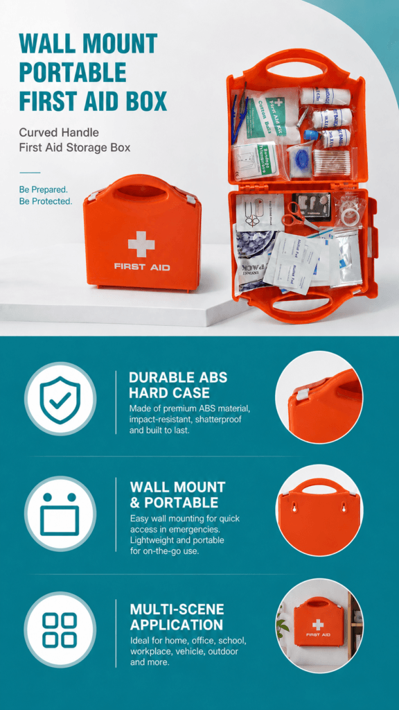 Wall-Mount First Aid Kit – Curved Handle-ABS Material detail image
