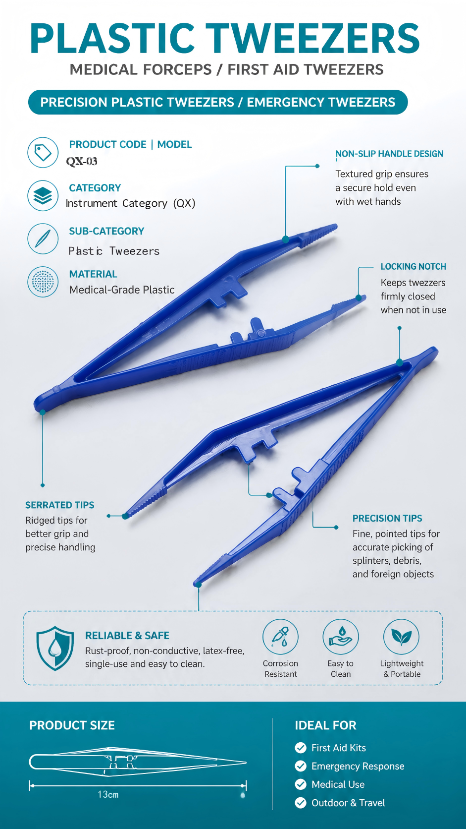 Plastic Tweezers for First Aid Kits detail image