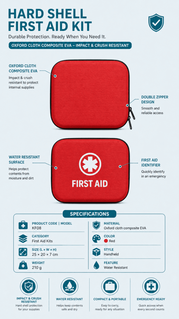 Compact Hard Shell First Aid Kit-Oxford Fabric Material detail image