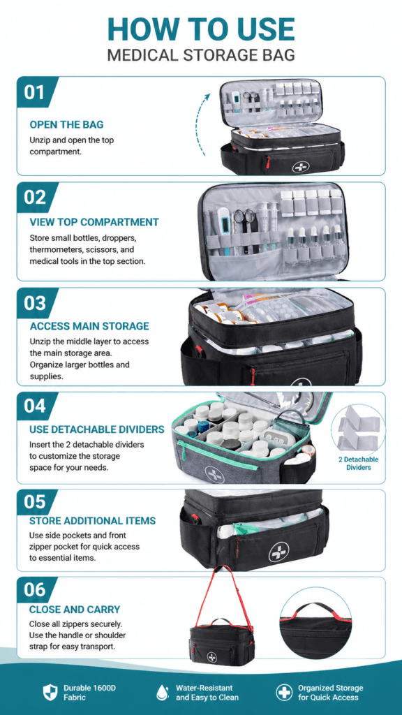 Extra-Large Double-Layer First Aid kit Bag with Shoulder Strap detail image