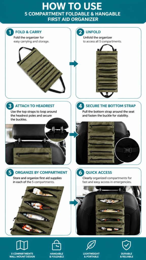 5-Pocket Roll-Up First Aid Organiser detail image