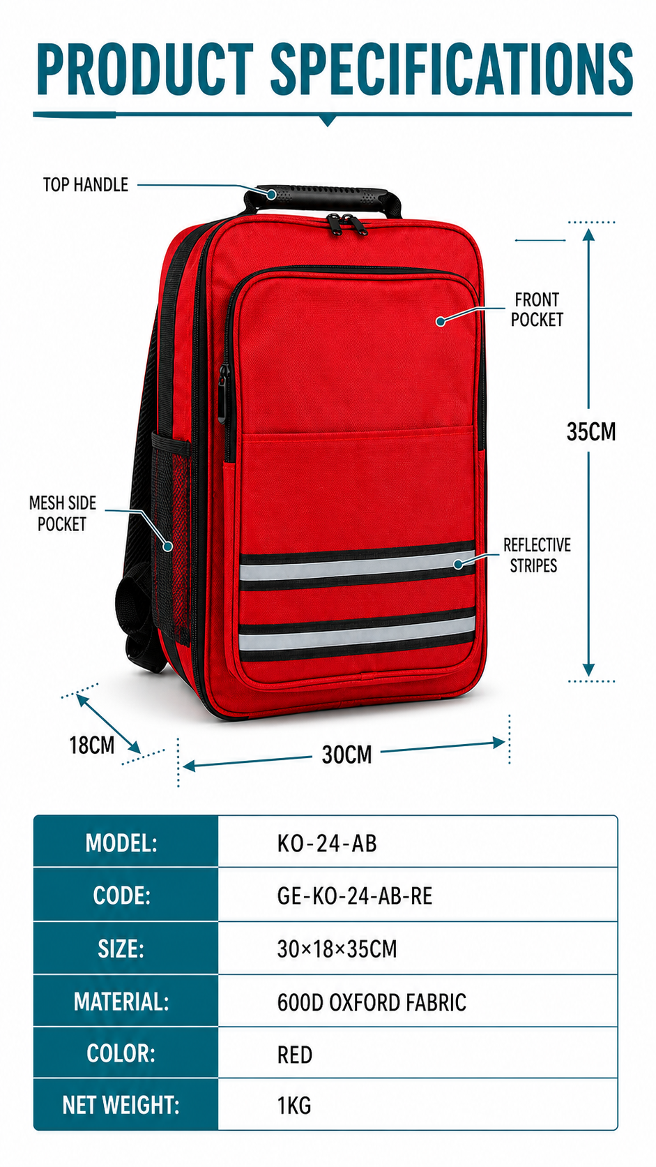 Double Reflective Stripe Backpack detail image