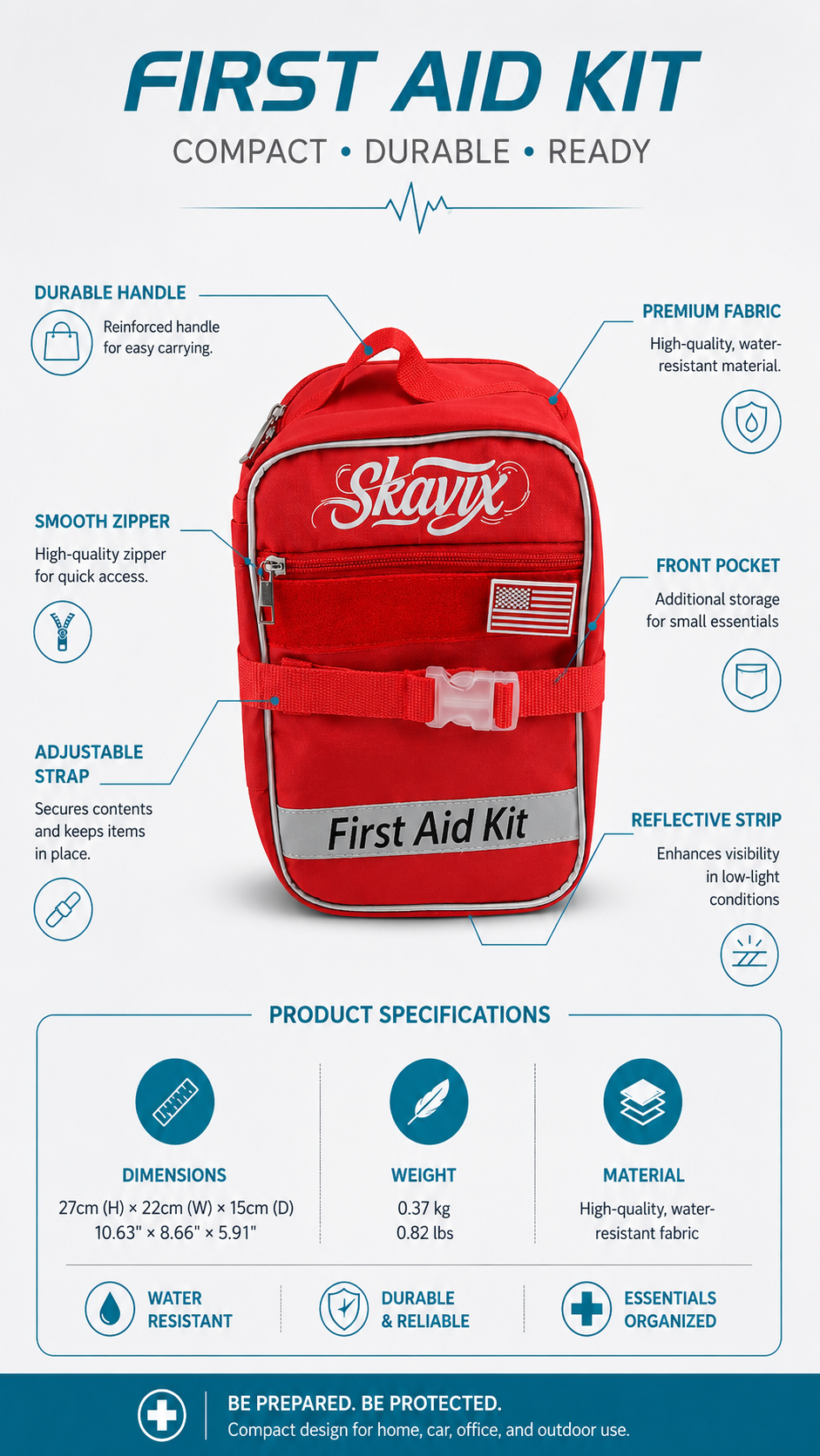 Multi-Compartment First Aid Bag with MOLLE detail image