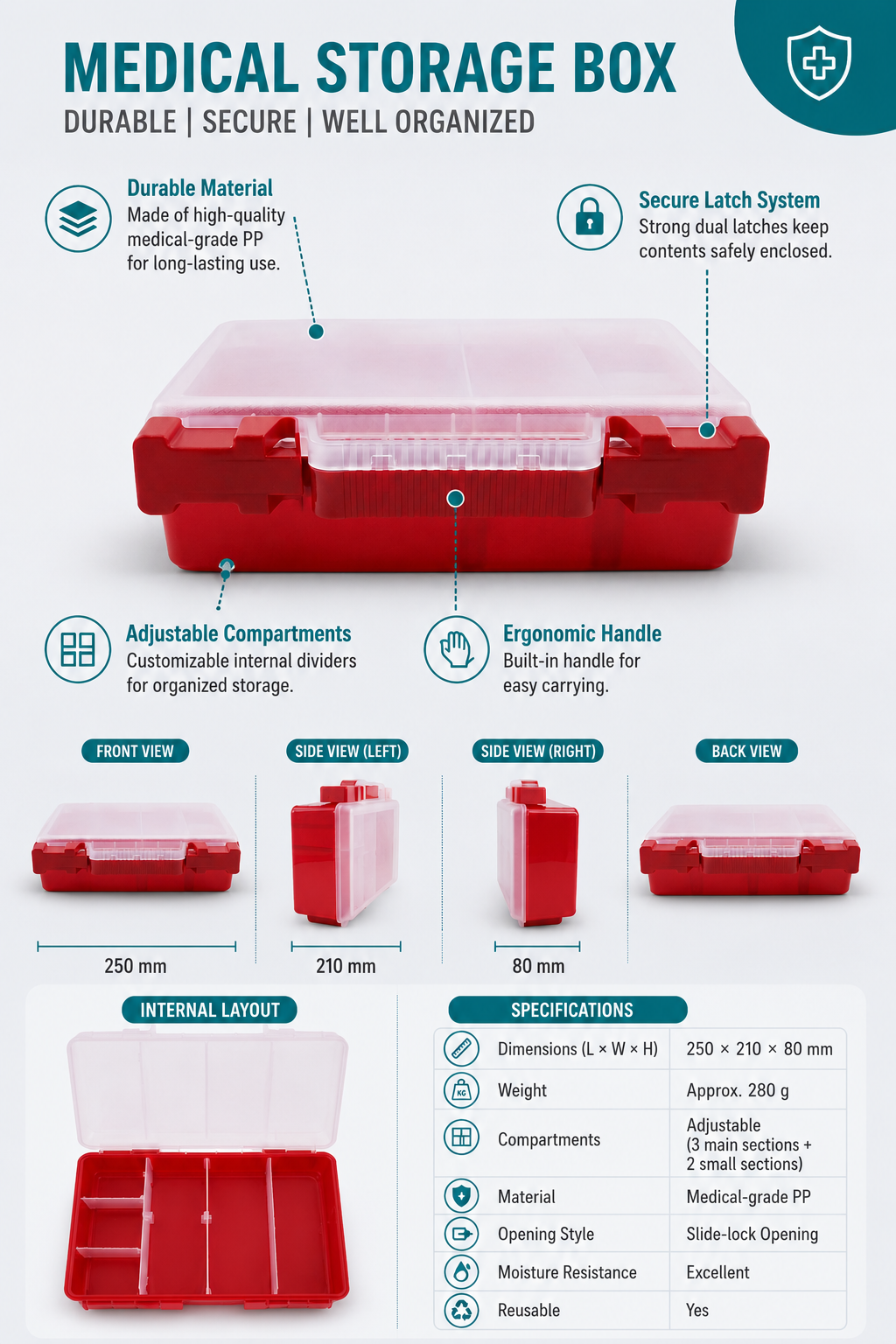 Single-layer Transparent Slide Latch First Aid Kit detail image