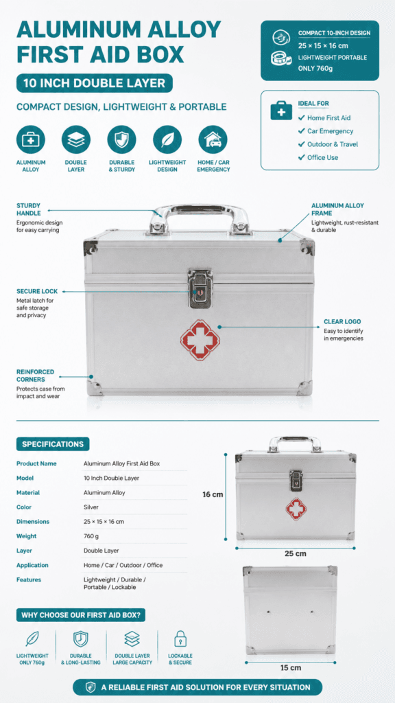 Aluminum Alloy First Aid Kit Box detail image