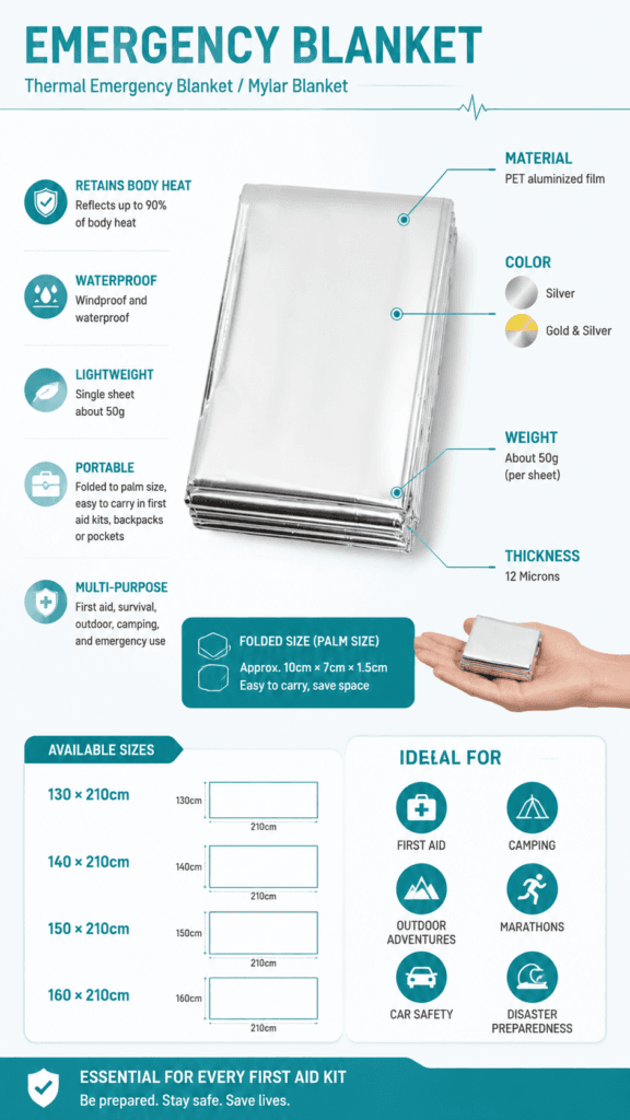 Emergency Thermal Blanket for Outdoor Rescue and First Aid Kits detail image